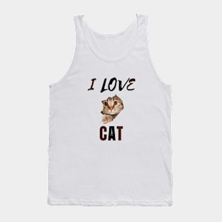 I Love Cat with Kitten Face & Eyes Tank Top